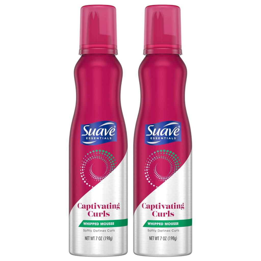 Suave Captivating Curls Whipped Mousse – Anti-Frizz Flexible Curls (7 oz Pack of 2)