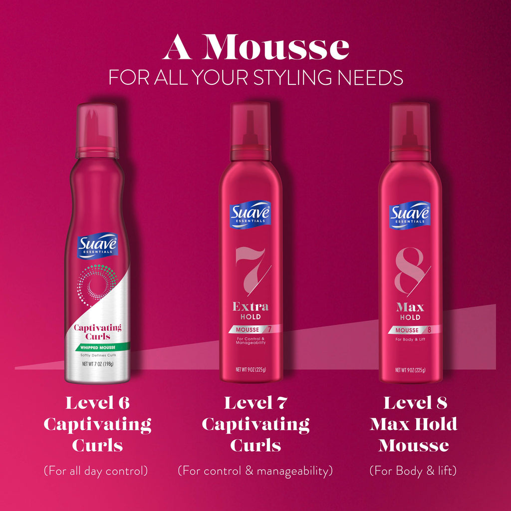 Suave Captivating Curls Whipped Mousse – Anti-Frizz Flexible Curls (7 oz Pack of 2)