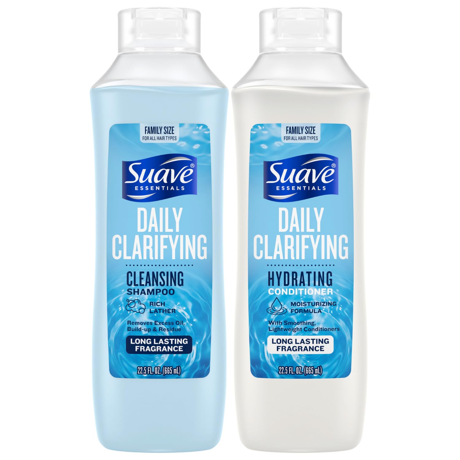 Suave Shampoo & Conditioner Set – Clarifying & Hydrating, 2x22.5 oz