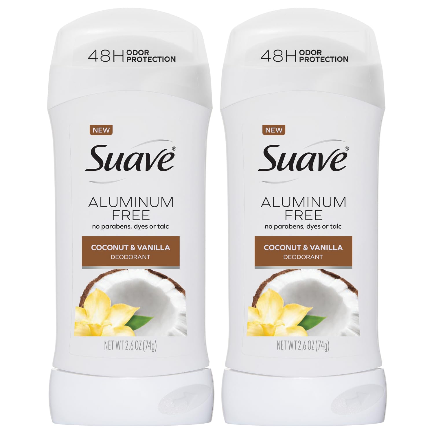 Suave Coconut & Vanilla Aluminum-Free Deodorant for Women – 2-Pack (2.6 oz each)