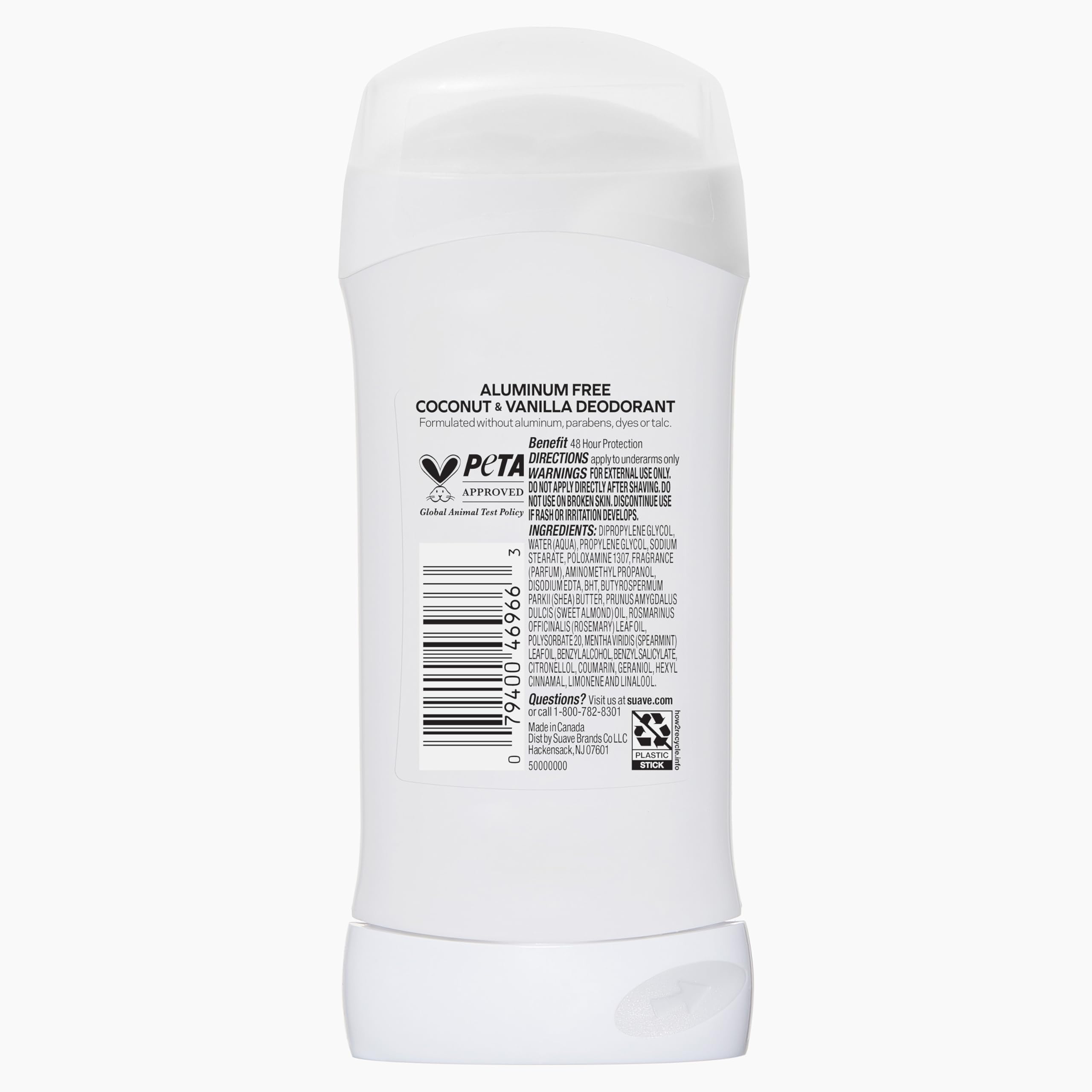 Suave Coconut & Vanilla Aluminum-Free Deodorant for Women – 2-Pack (2.6 oz each)