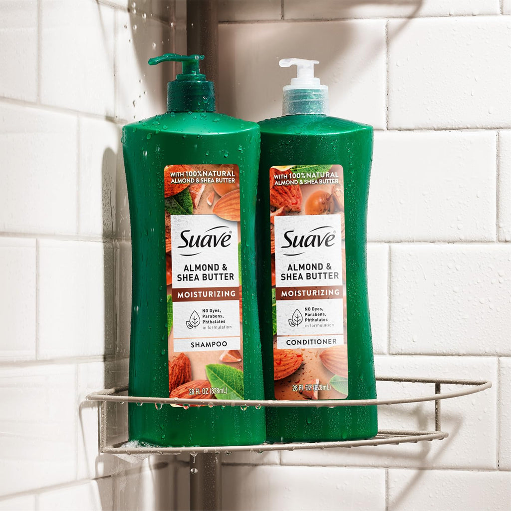 Suave Keratin Infusion + Almond & Shea Butter Shampoo & Conditioner Set – Frizz Control, 28 oz Each (4-Piece)
