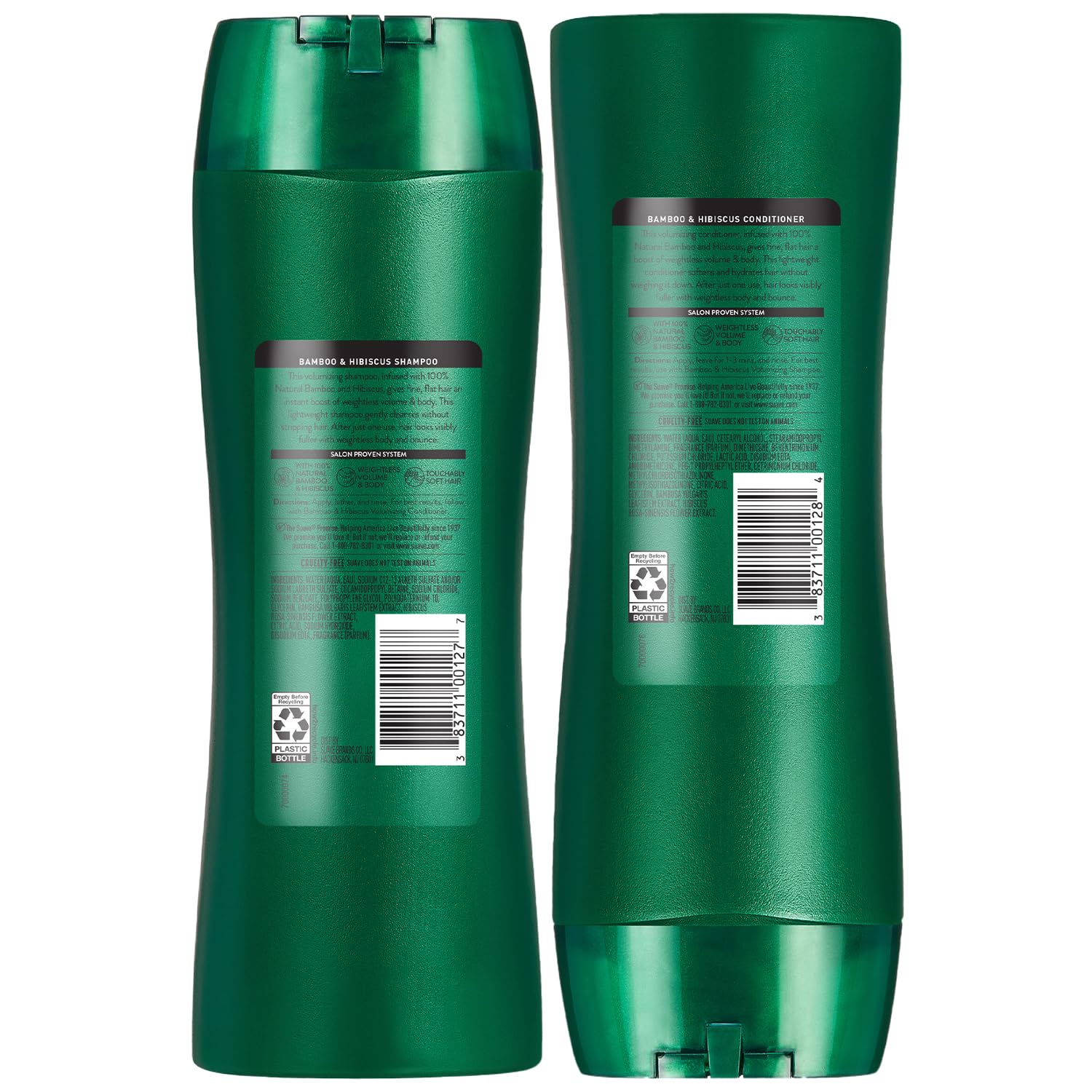 Suave Bamboo & Hibiscus Volumizing Shampoo & Conditioner Set – For Fine, Flat Hair, 12.6 Oz Each