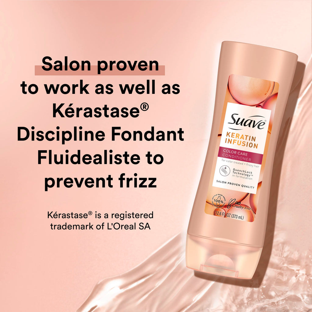 Suave Keratin Infusion Shampoo & Conditioner Set — Color Safe, Anti Frizz, Detangler (12.6 oz each)