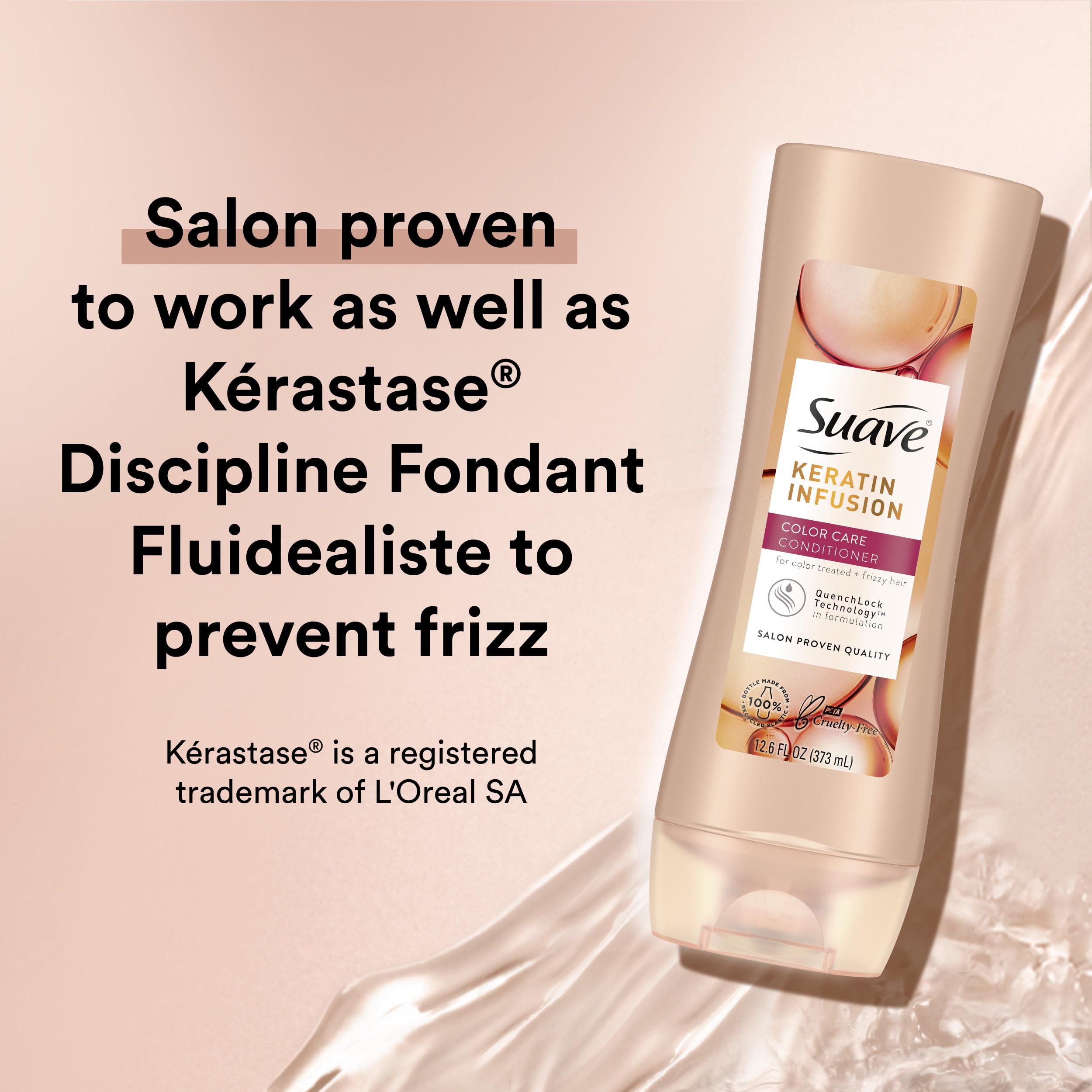 Suave Keratin Infusion Shampoo & Conditioner Set — Color Safe, Anti Frizz, Detangler (12.6 oz each)