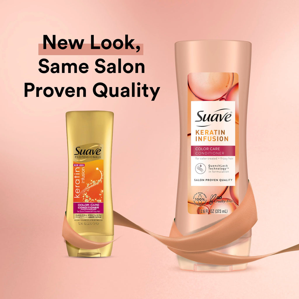 Suave Keratin Infusion Shampoo & Conditioner Set — Color Safe, Anti Frizz, Detangler (12.6 oz each)