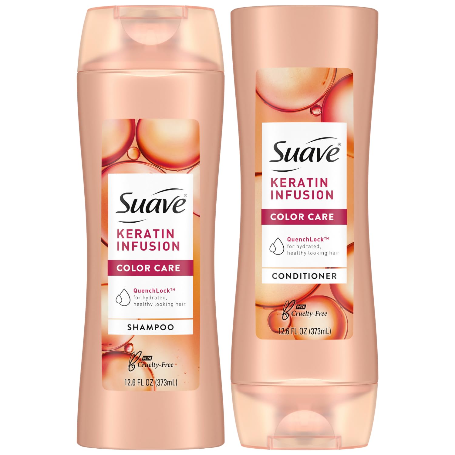 Suave Keratin Infusion Shampoo & Conditioner Set — Color Safe, Anti Frizz, Detangler (12.6 oz each)