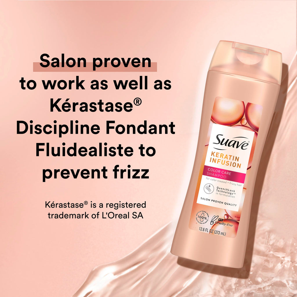 Suave Keratin Infusion Shampoo & Conditioner Set — Color Safe, Anti Frizz, Detangler (12.6 oz each)