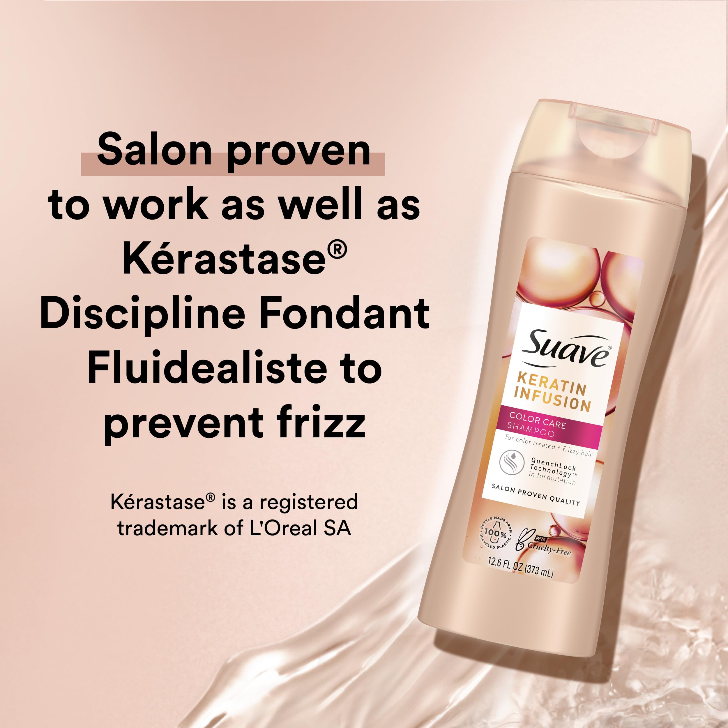 Suave Keratin Infusion Shampoo & Conditioner Set — Color Safe, Anti Frizz, Detangler (12.6 oz each)