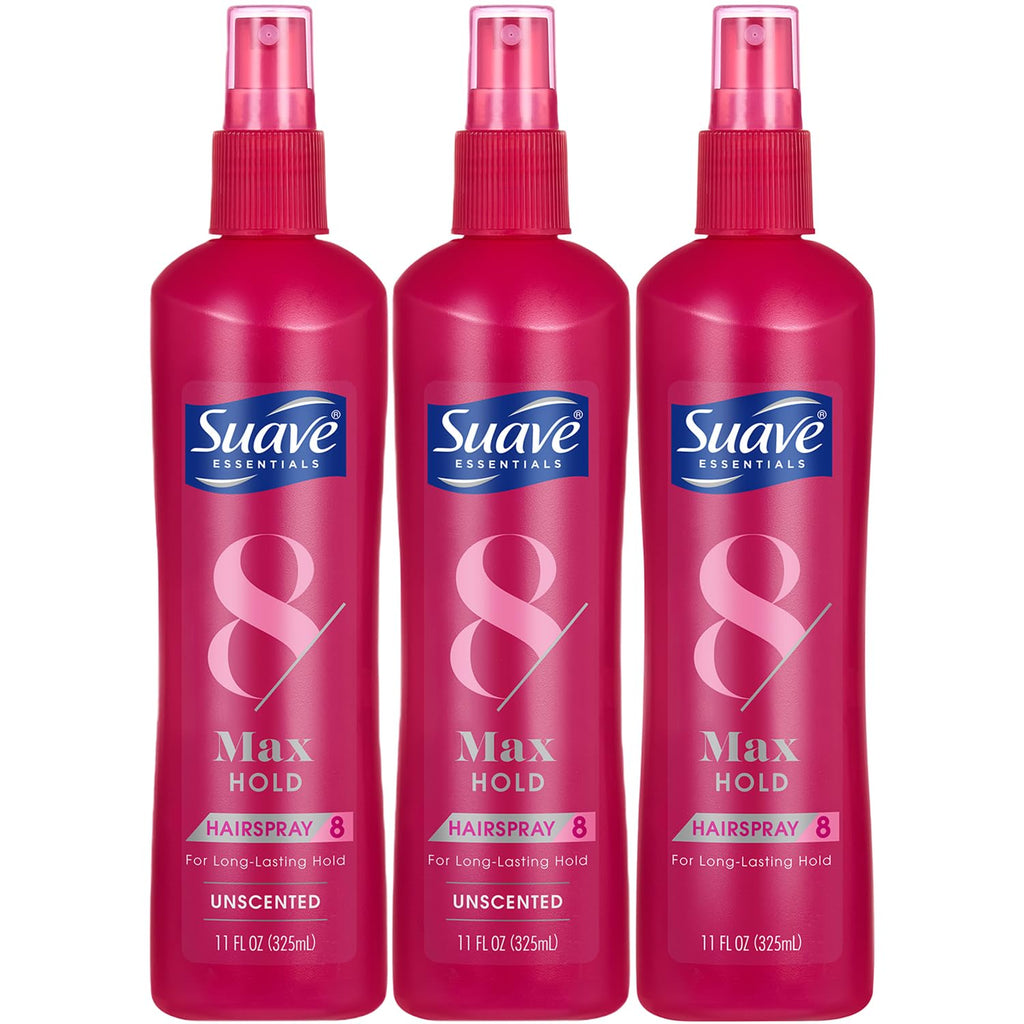 Suave Max Hold Hairspray Bundle – Non-Aerosol, Unscented & Scented, 11 oz (3-Piece)
