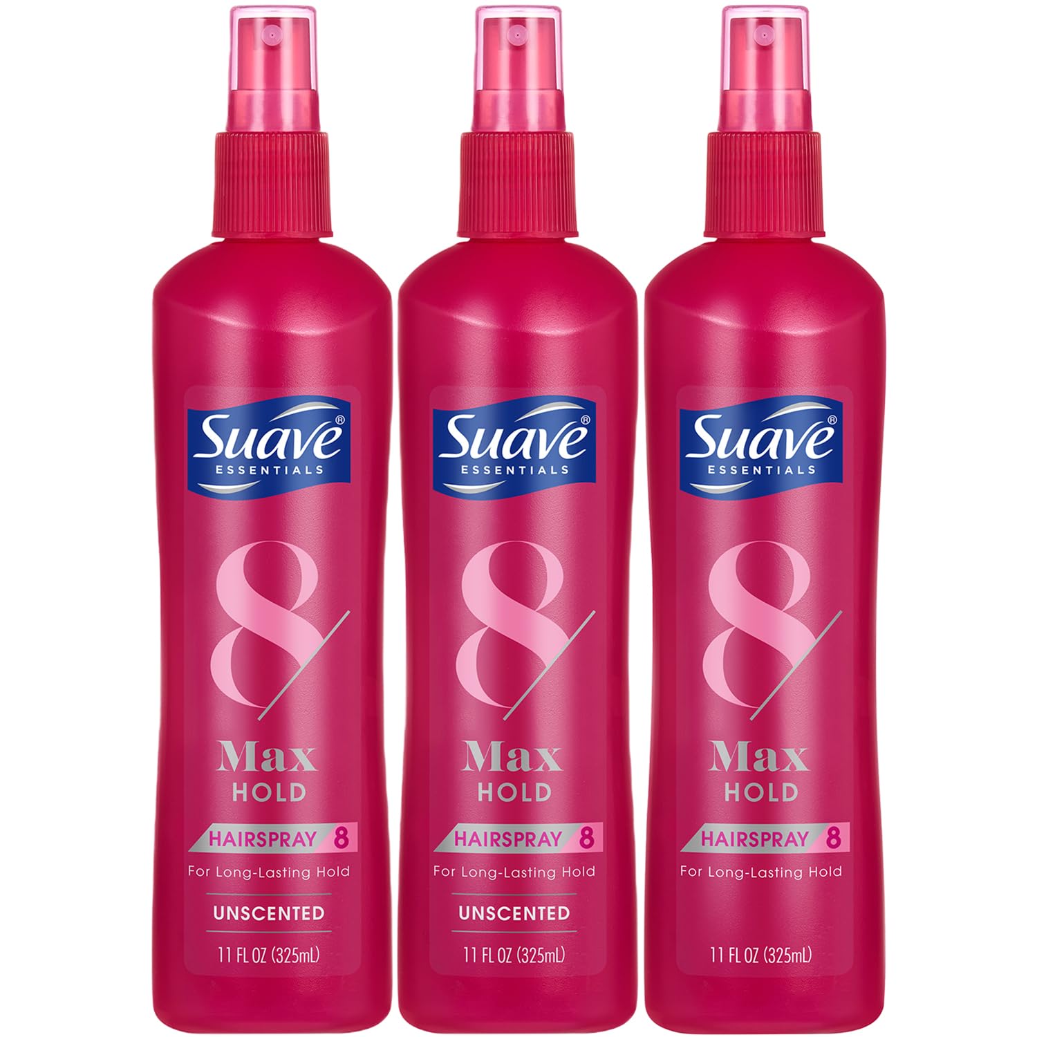 Suave Max Hold Hairspray Bundle – Non-Aerosol, Unscented & Scented, 11 oz (3-Piece)