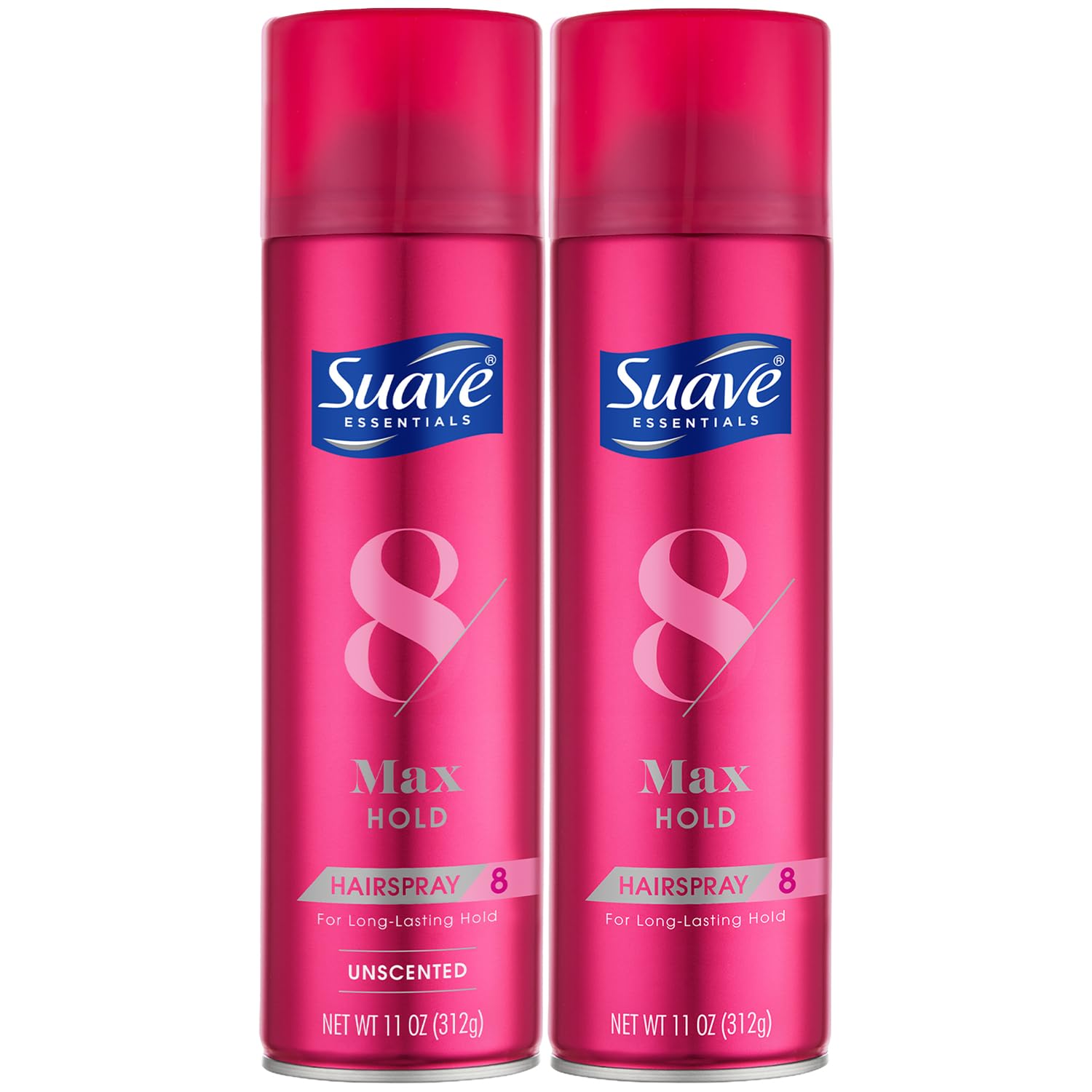 Suave Max Hold Hairspray 2-Pack – Unscented & Scented, 11 oz Each