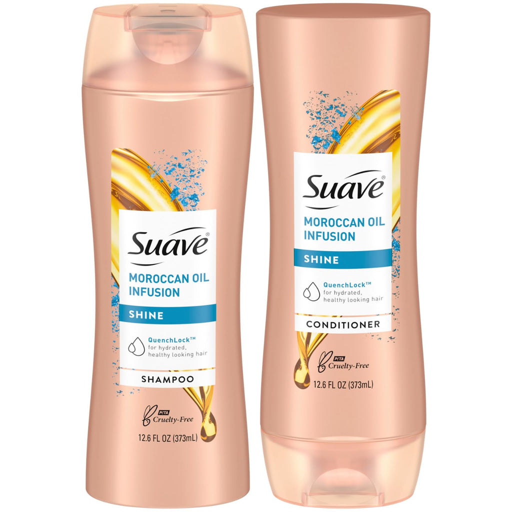 Suave Moroccan Oil Infusion Shampoo & Conditioner Set – Argan Oil for Dry, Damaged Hair, Shine & Healthy Locks | 12.6 oz (2 Pieces)