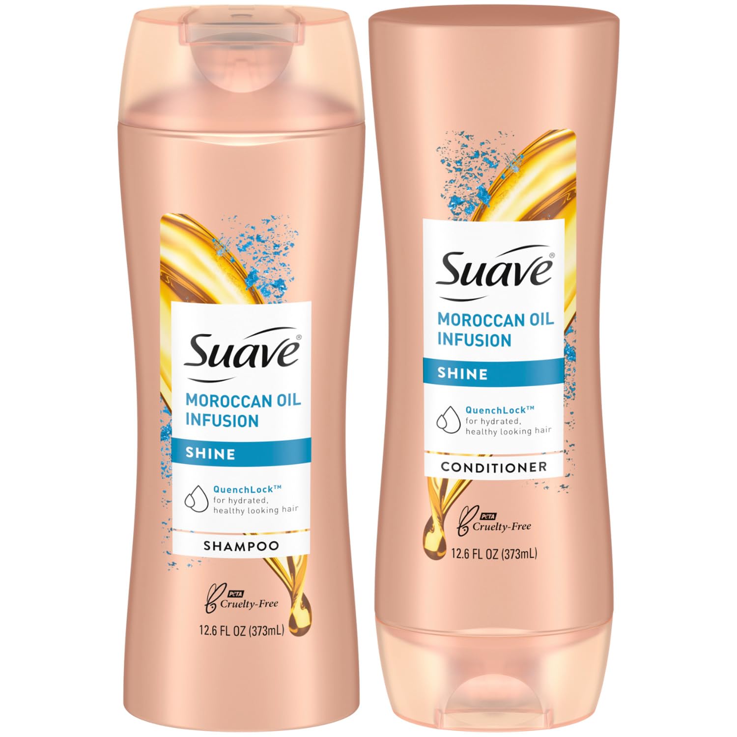 Suave Moroccan Oil Infusion Shampoo & Conditioner Set – Argan Oil for Dry, Damaged Hair, Shine & Healthy Locks | 12.6 oz (2 Pieces)