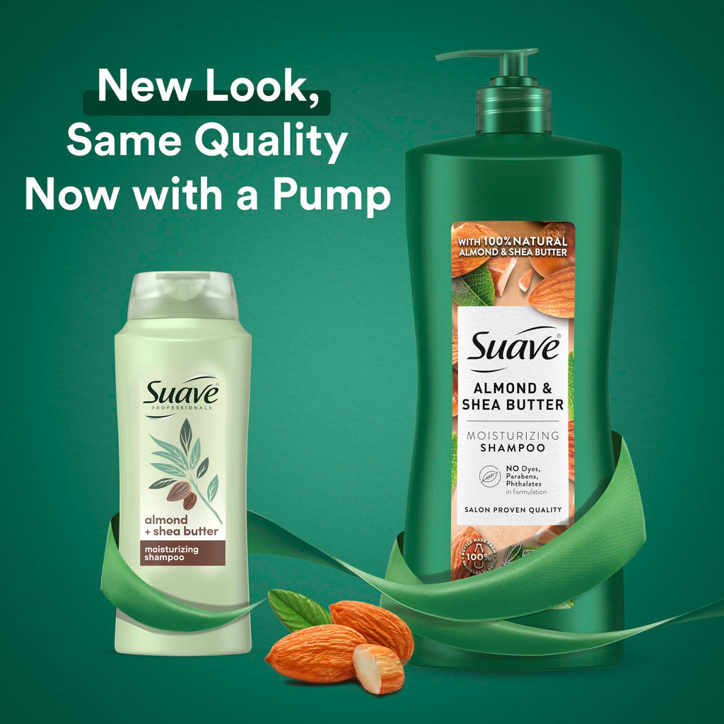 Suave Professionals Moisturizing Shampoo for Dry Hair – Almond & Shea Butter, Paraben-free & Dye-free, 28 oz (Pack of 4)