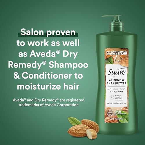 Suave Professionals Moisturizing Shampoo for Dry Hair – Almond & Shea Butter, Paraben-free & Dye-free, 28 oz (Pack of 4)