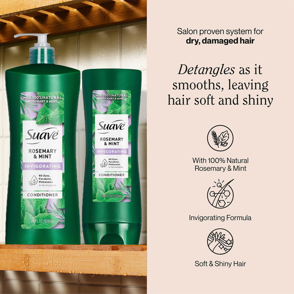 Suave Rosemary & Mint Conditioner – 2-Size Bundle for Revitalizing Dry Hair | Gentle & Invigorating