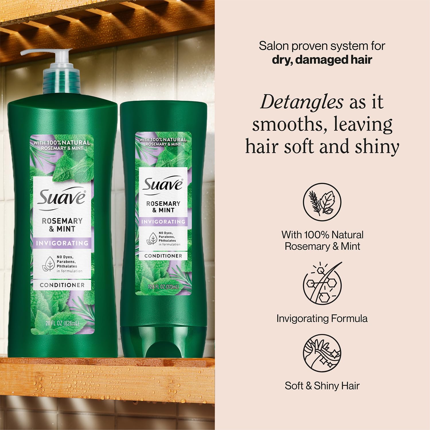 Suave Rosemary & Mint Conditioner – 2-Size Bundle for Revitalizing Dry Hair | Gentle & Invigorating