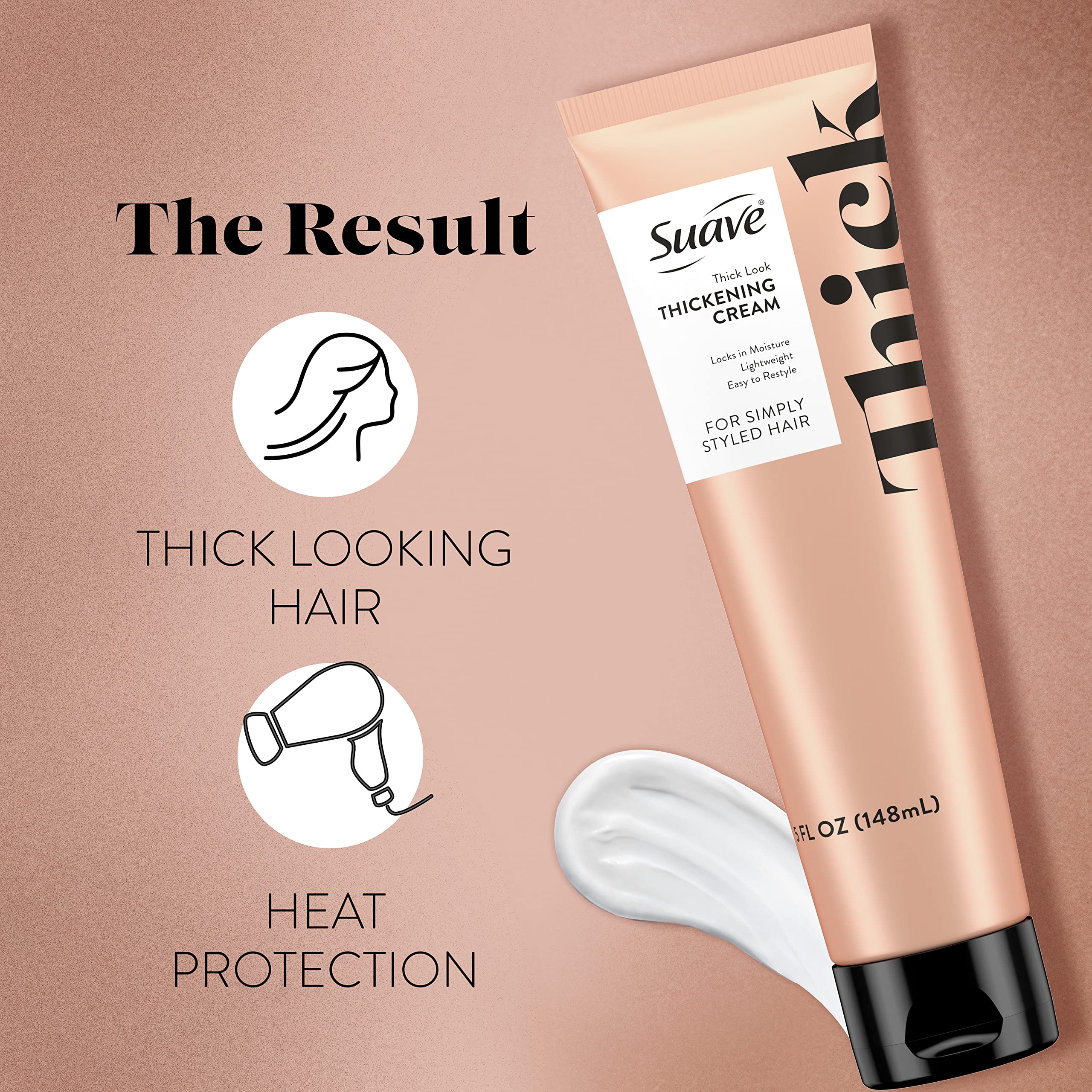 Suave Simply Styled Thickening Hair Cream – Heat Protectant & Styling, 5 oz