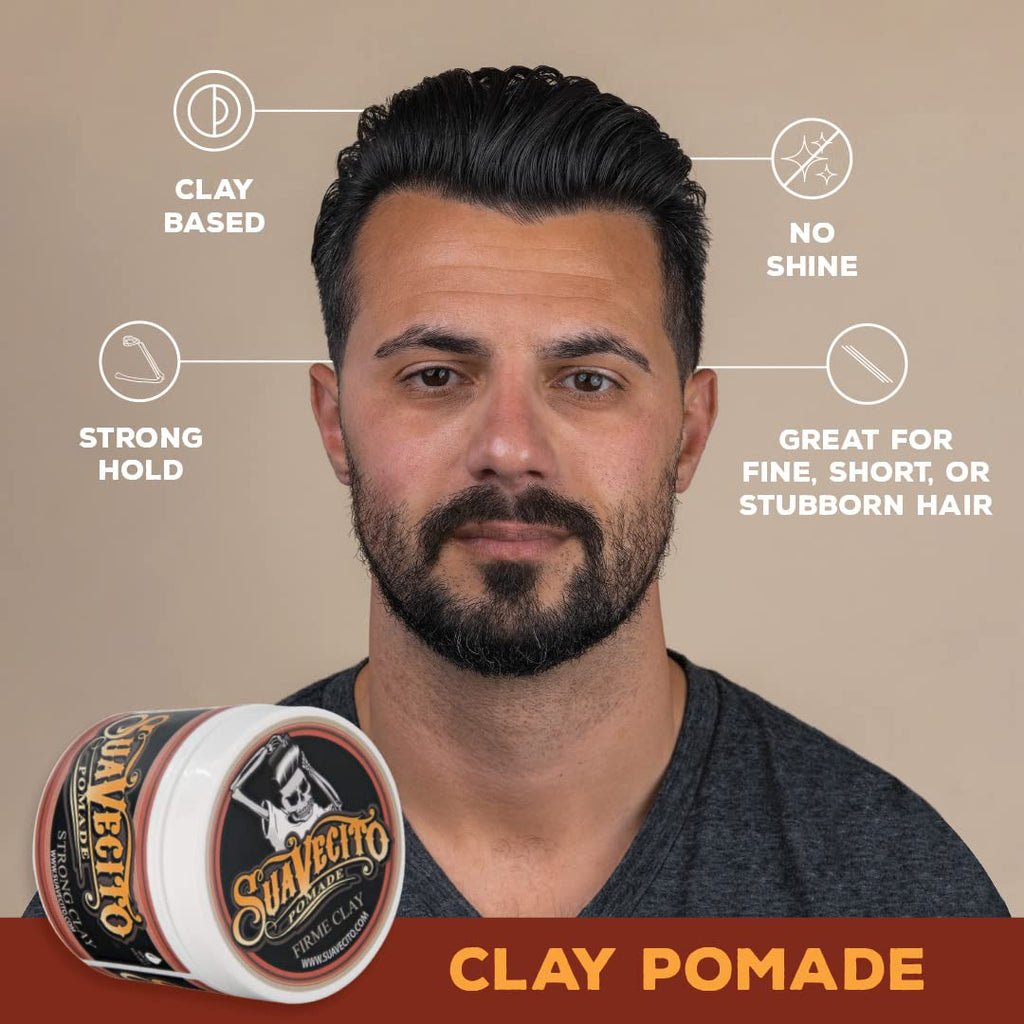 Suavecito Hair & Body Essentials Bundle | Firme Clay Pomade, Body Soap, Hydrating Shampoo & Nourishing Conditioner