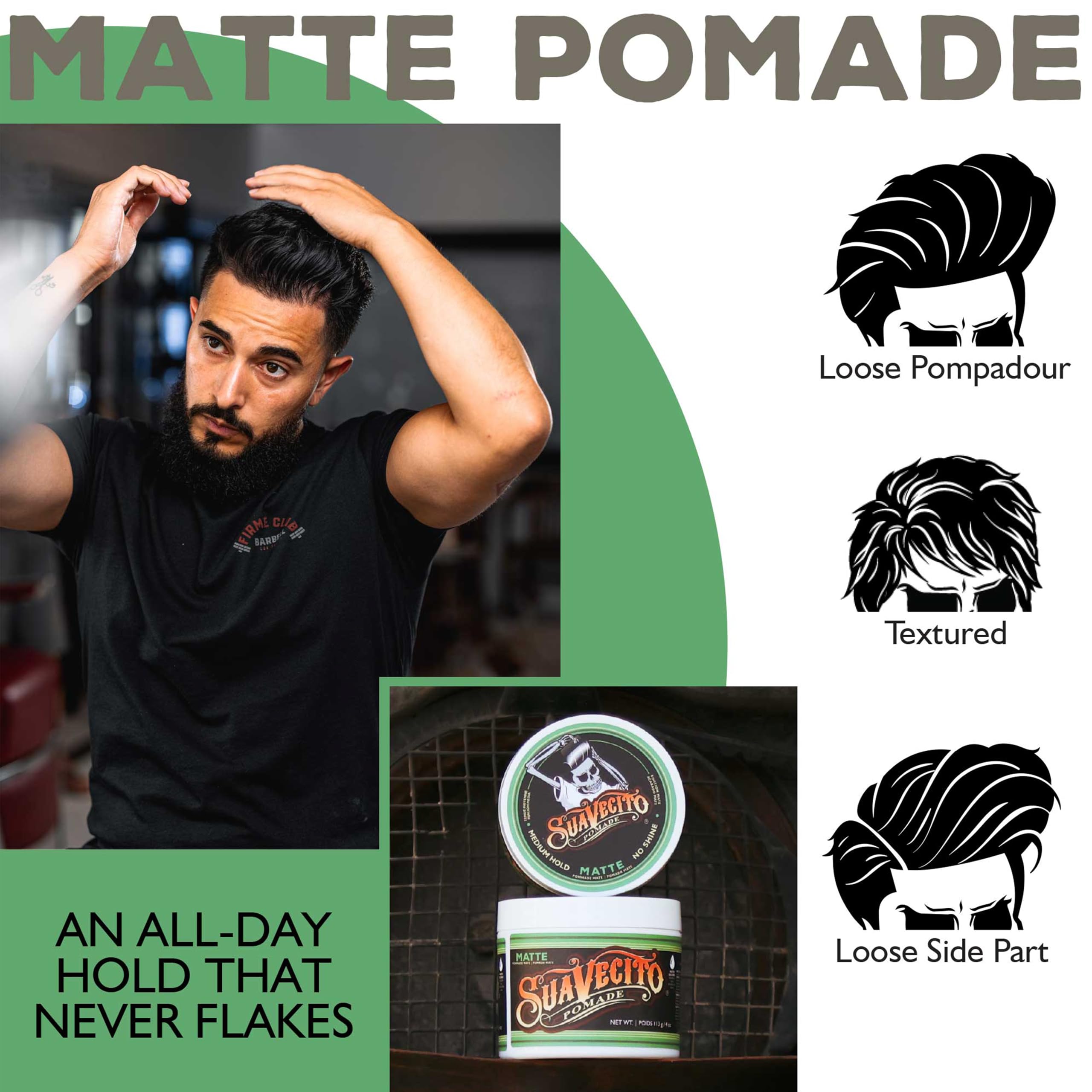 Suavecito Matte Pomade 3 Pack – No Shine, Medium Hold, Matte Hair Paste