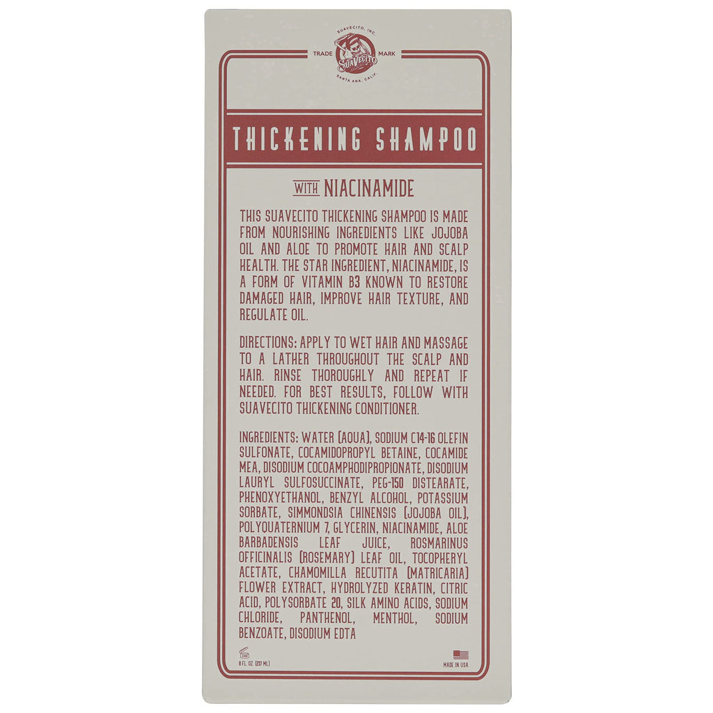 Suavecito Hair Thickening Shampoo with Niacinamide – Vitamin B3 for Thinning Hair