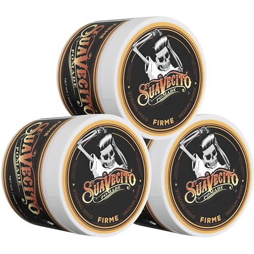 Suavecito Pomade Firme Strong Hold 4 oz – 3 Pack, Water-Based, Medium Shine