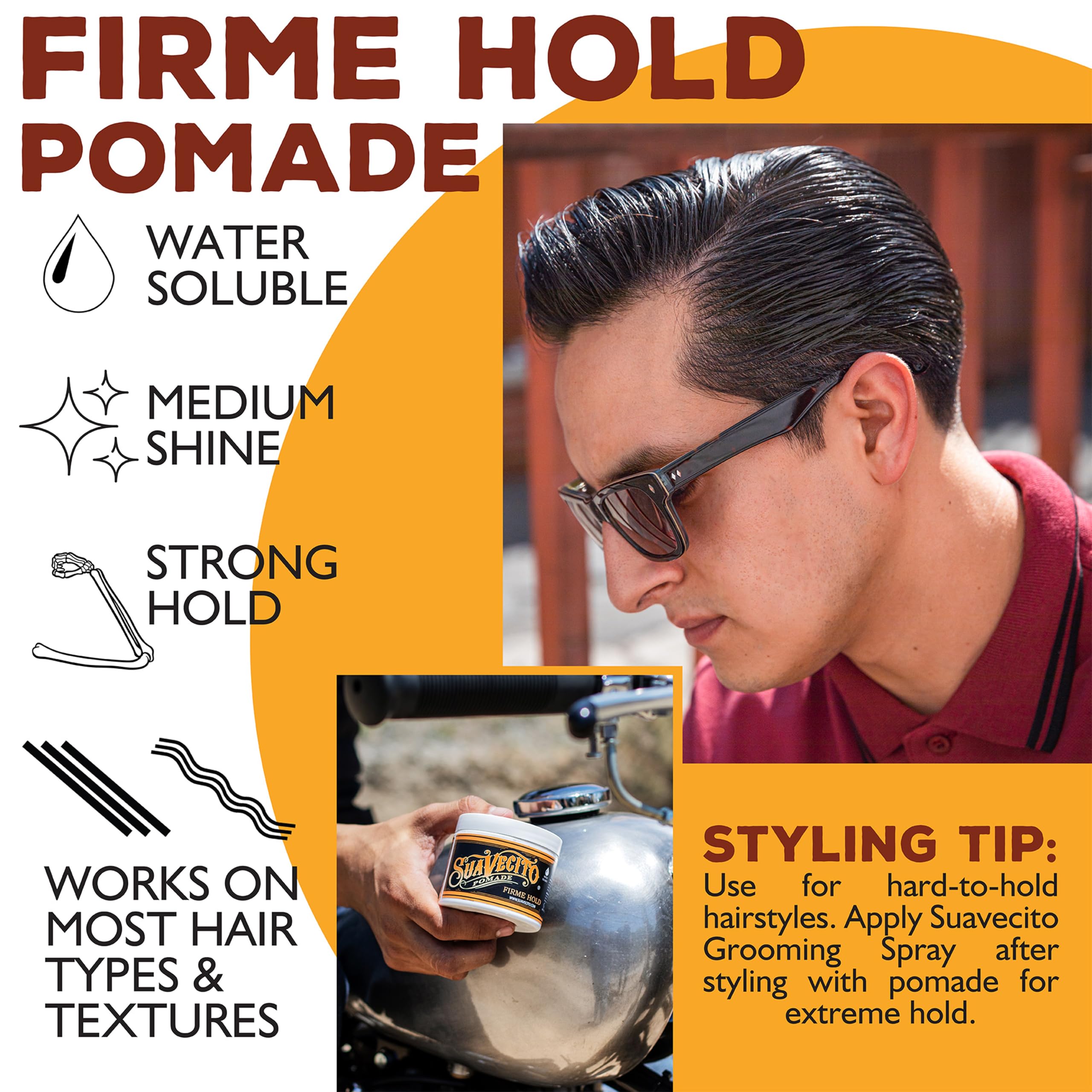 Suavecito Pomade Firme Strong Hold 4 oz – 3 Pack, Water-Based, Medium Shine