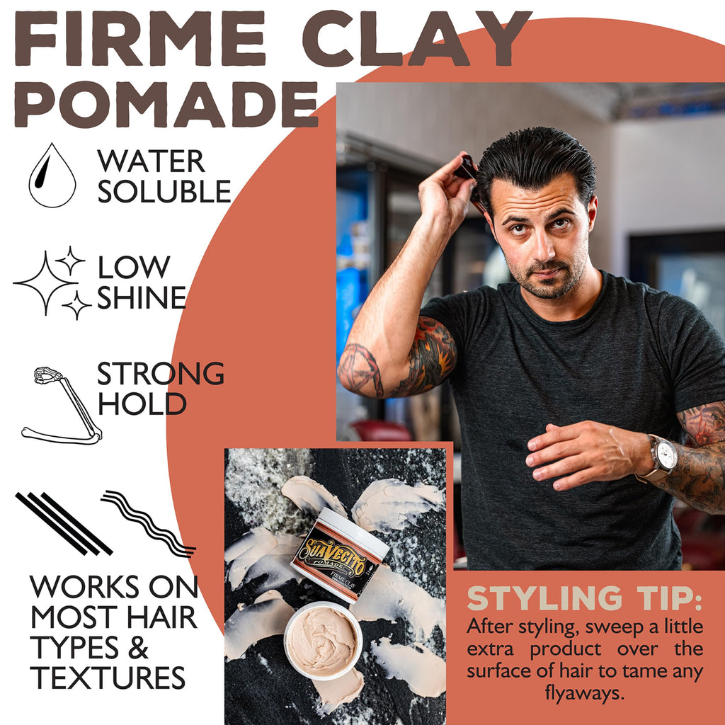 Suavecito Pomade Firme Clay – Strong Hold Matte Hair Clay for Men (Pack of 2, 4 oz each)