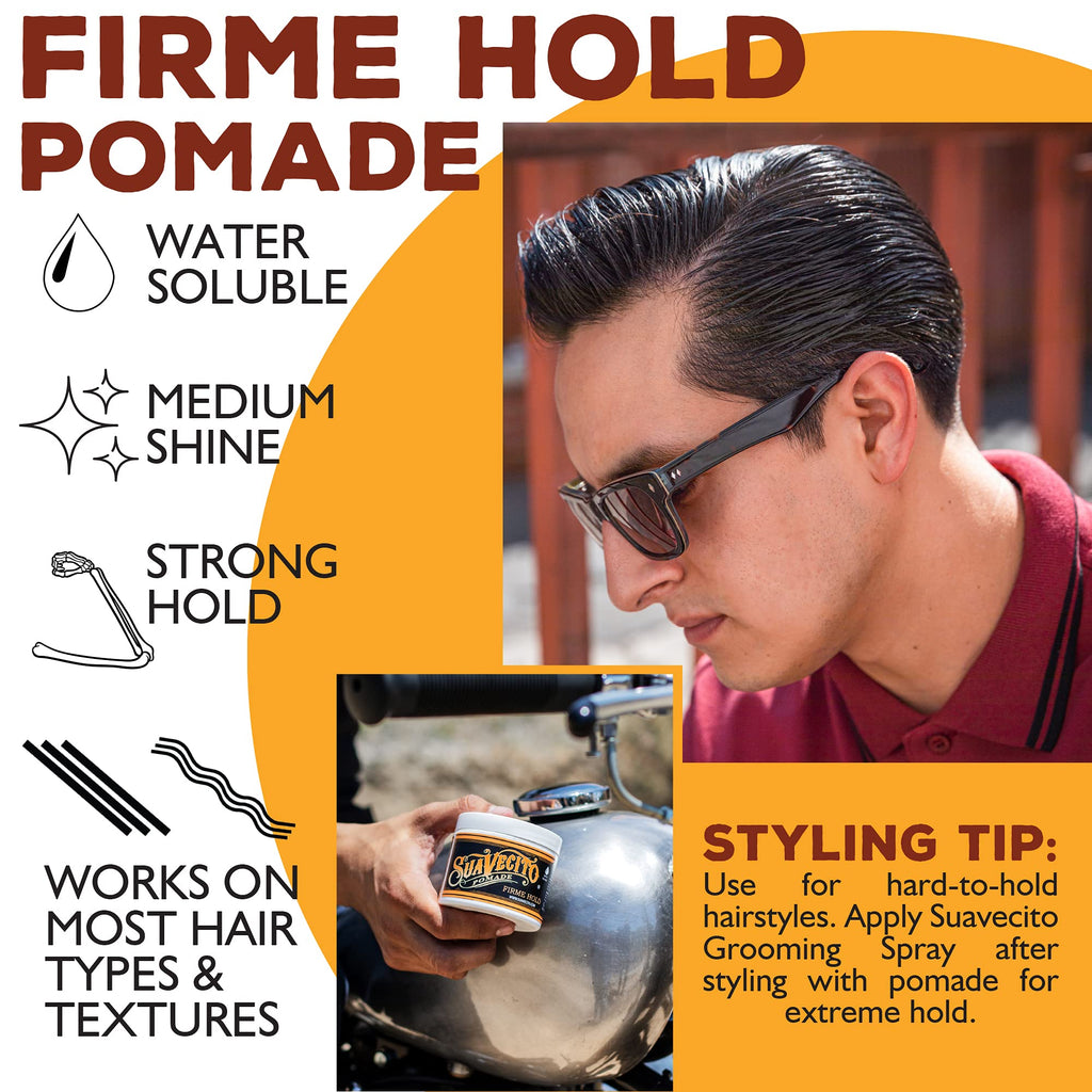 Suavecito Pomade Firme Strong Hold – 5 oz Water-Based, Medium Shine, Flake-Free