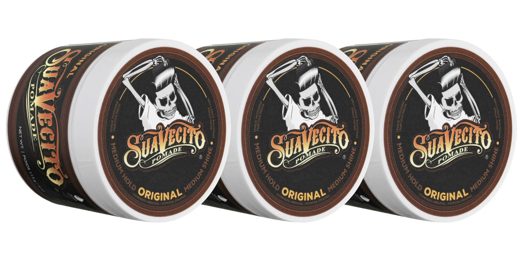 Suavecito Pomade Original Hold 4 oz – 3 Pack | Medium Hold, Water-Based, Flake-Free