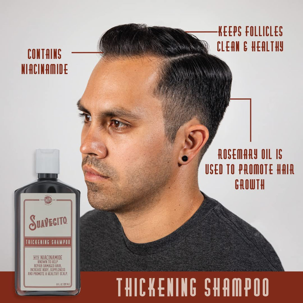 Suavecito Hair Thickening Shampoo with Niacinamide – Vitamin B3 for Thinning Hair