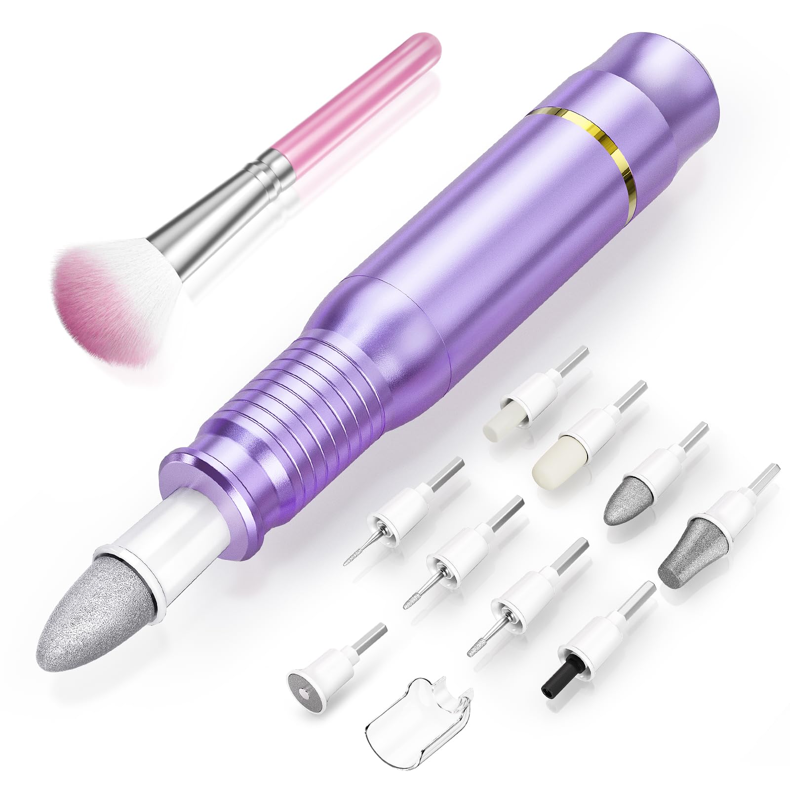 SUBAY Professional Manicure Pedicure Kit – Electric Nail Drill 25,000 RPM, 11 Attachments + 20 Bands
