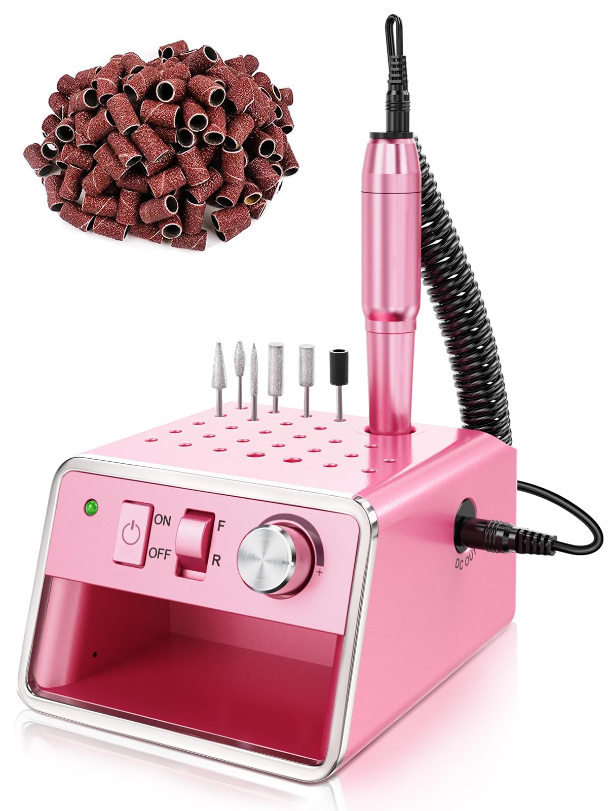 Subay Nail Drill Machine Electric File – Portable Nail Care Kit for Acrylic, Gel, Dip Powder Nails (Purple Pink)