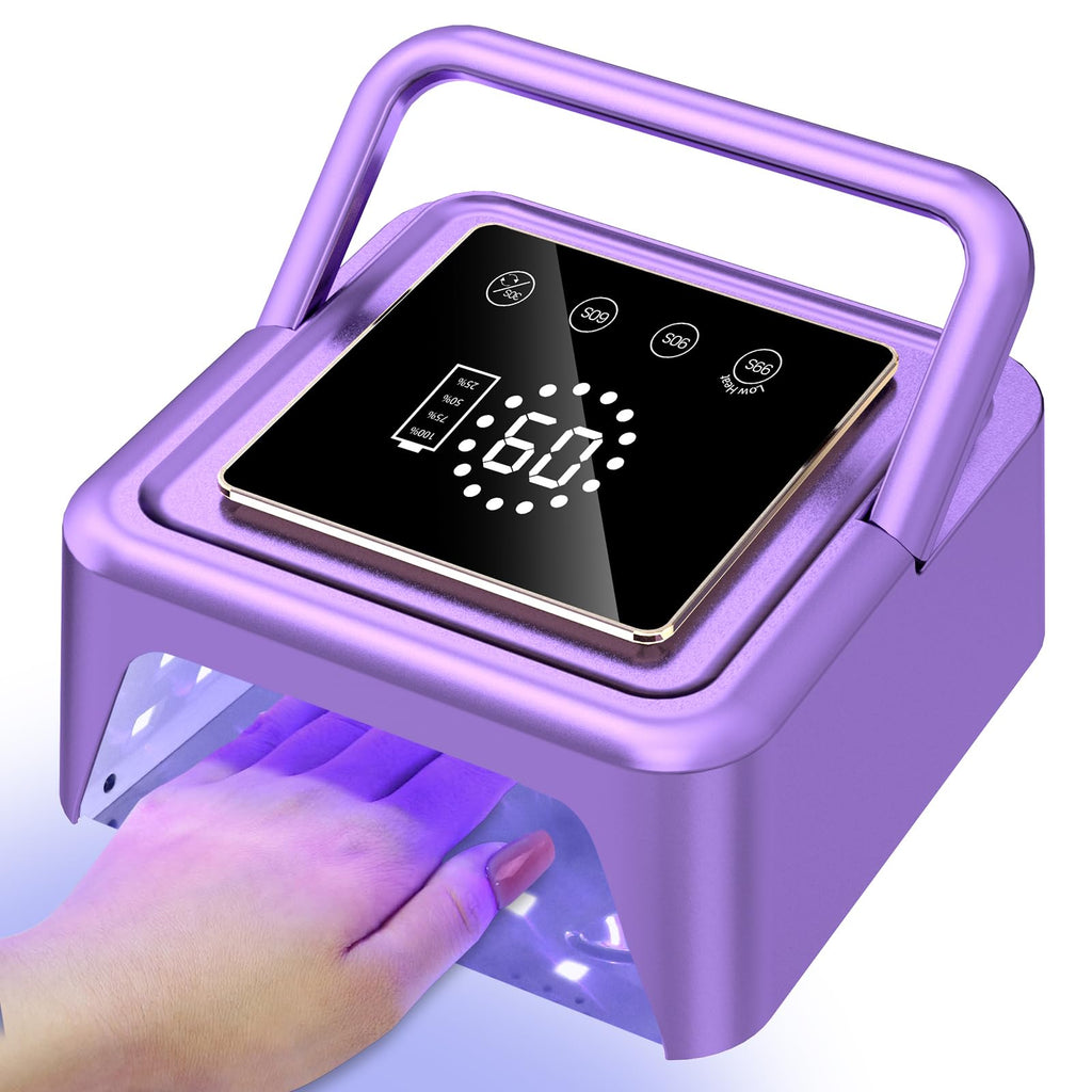 SUBAY UV Nail Lamp 108W – Cordless Gel Curing, 36 Beads, Touch Display, 4 Timers, Auto Sensor, Purple