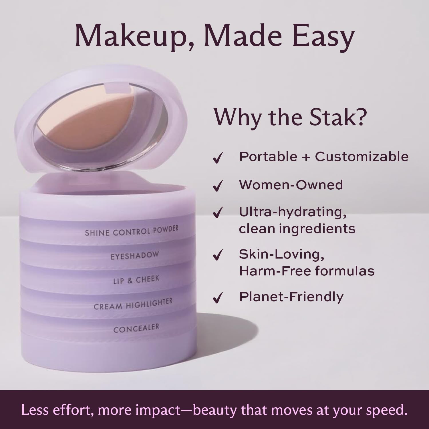 Subtl Staks 4-in-1 Travel Makeup Kit by Subtl Beauty – Eyeshadow Duo, Shine Control Powder, Cream Highlighter, Lip & Cheek