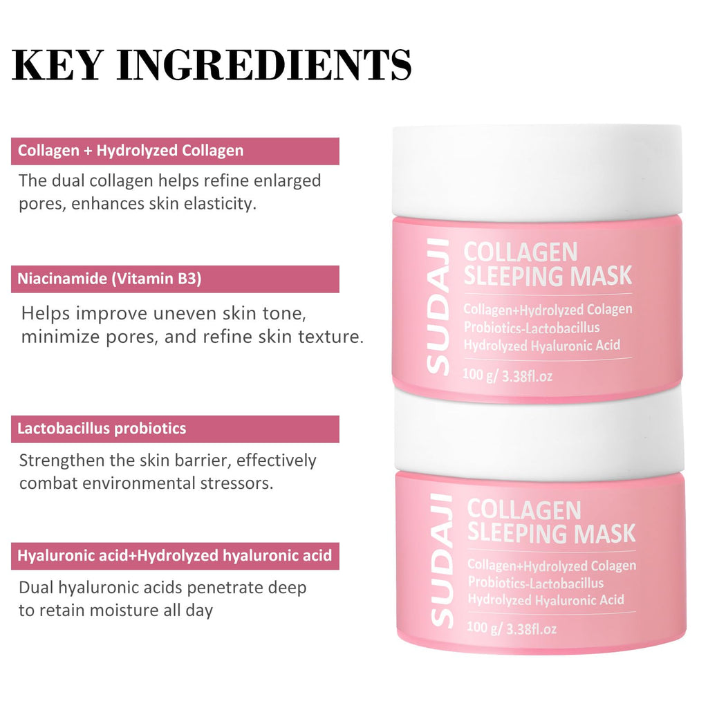SUDAJI Collagen Sleeping Mask - Deep Hydration, Pore Refinement & Overnight Glow