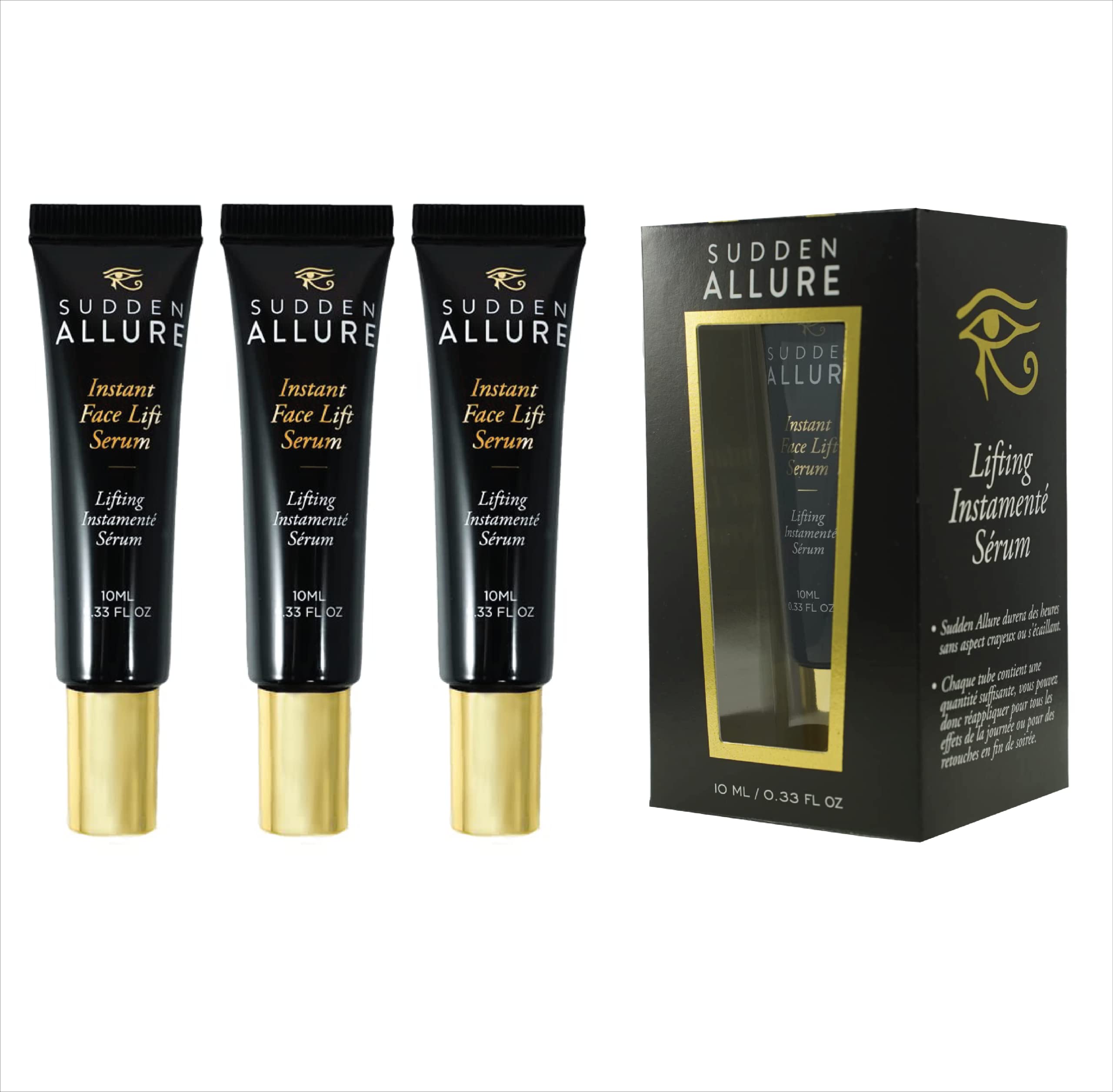 SuddenAllure Instant Face Lift Serum – 60-Second Tightening for Eyes & Skin (10 ml, 3 Pack) Made in USA