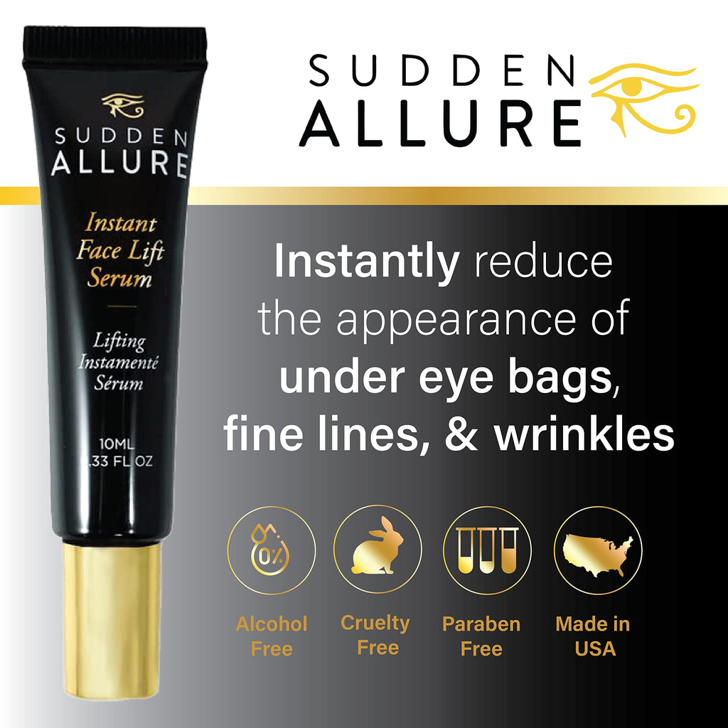 SuddenAllure Instant Face Lift Serum – 60-Second Tightening for Eyes & Skin (10 ml, 3 Pack) Made in USA