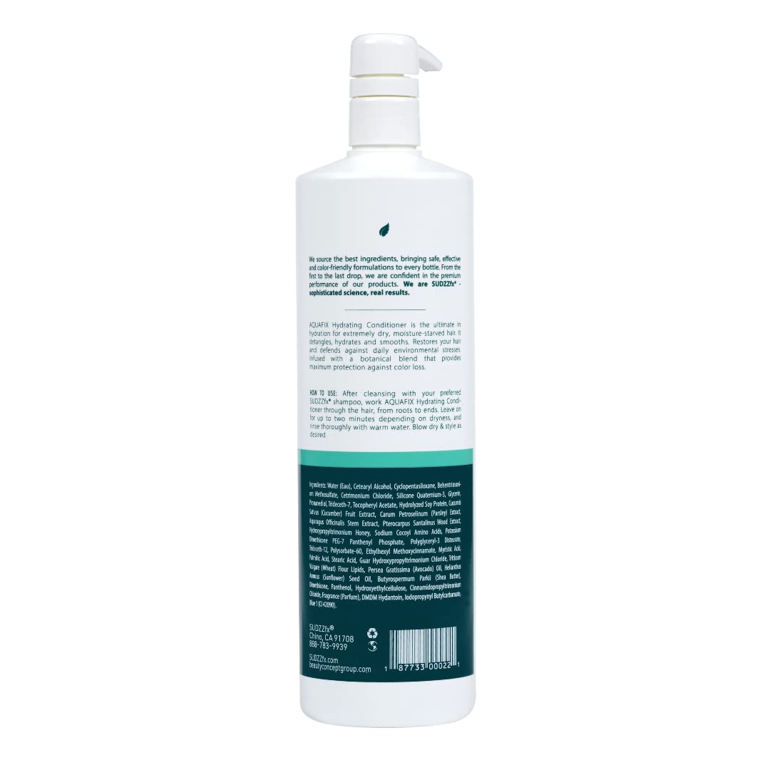 SUDZZFX AquaFix Hydrating Deep Conditioner for Dry Hair – Sulfate Free, Color Safe, Extensions Safe | 33.8 fl oz