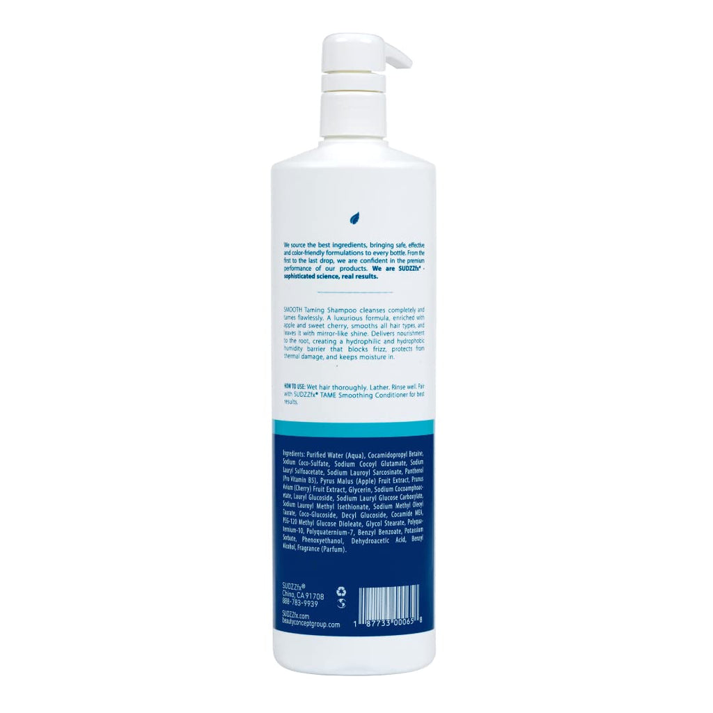 SUDZZFX Smooth Taming Shampoo – Frizz Control & Moisture for Damaged Hair | Sulfate Free, 33.8 Fl Oz