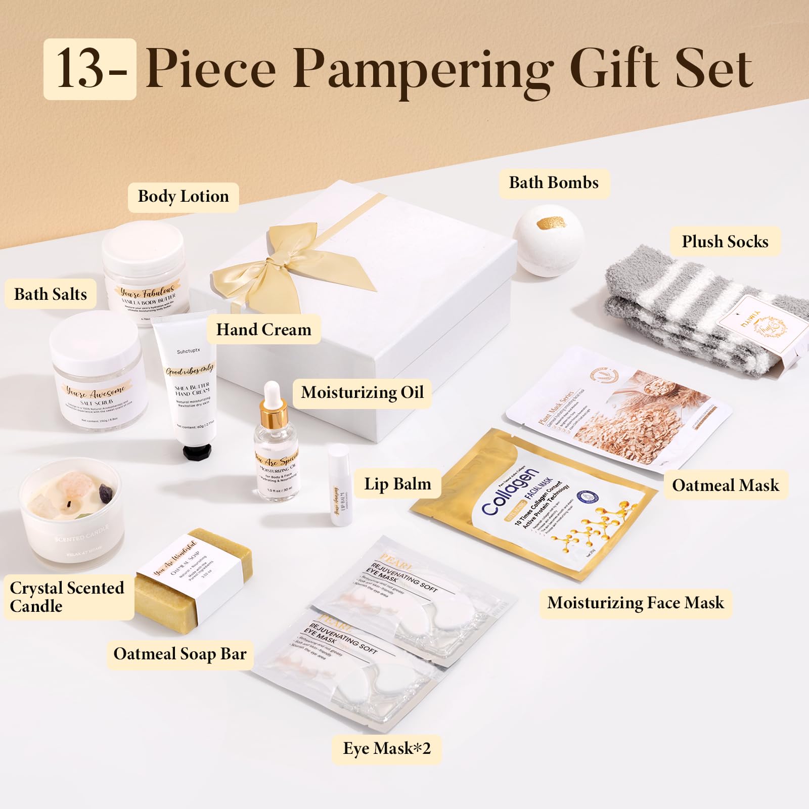 Suhctuptx 13-Piece Spa Gift Set for Women — Self-Care Bath Kit