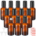 Sumind 12x 30ml Amber Glass Roller Bottles – Essential Oil Travel Set with Funnels & Labels