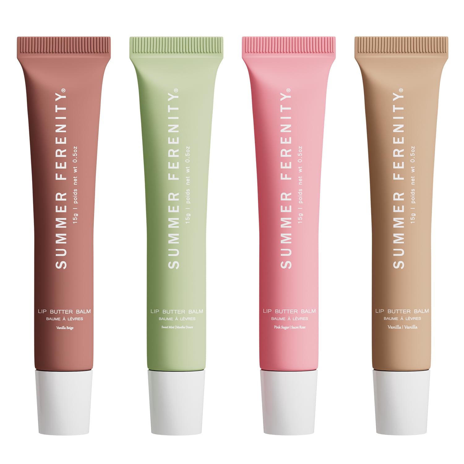 Summer Ferenity 4 PCS Lip Butter Balm – Ultra-Hydrating, Sheer-Tinted Lip Care, 0.5 Fl Oz Each (Pack of 4)