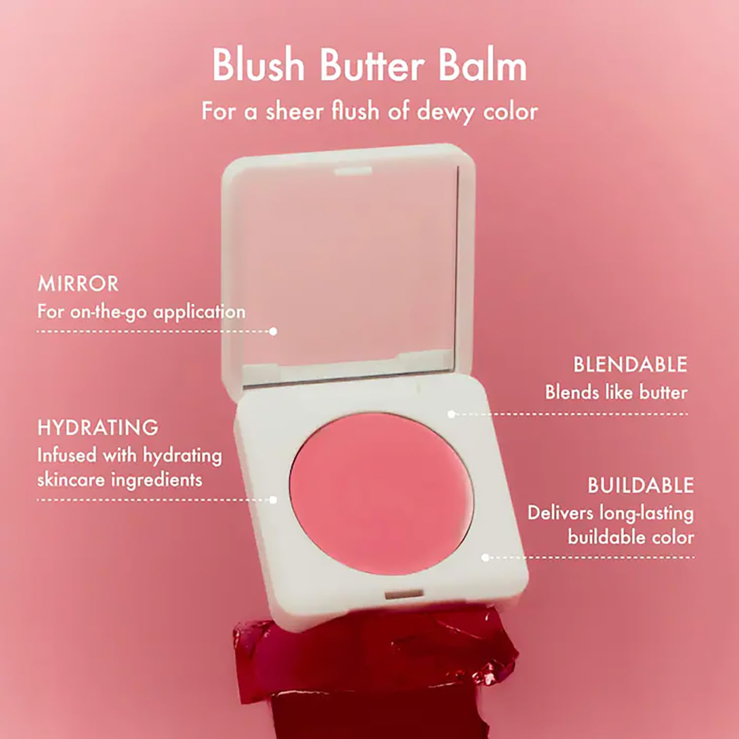Summer Fridays Blush Butter Balm — Hydrating Cream Blush with HA & Ceramides (Pink Sunset)