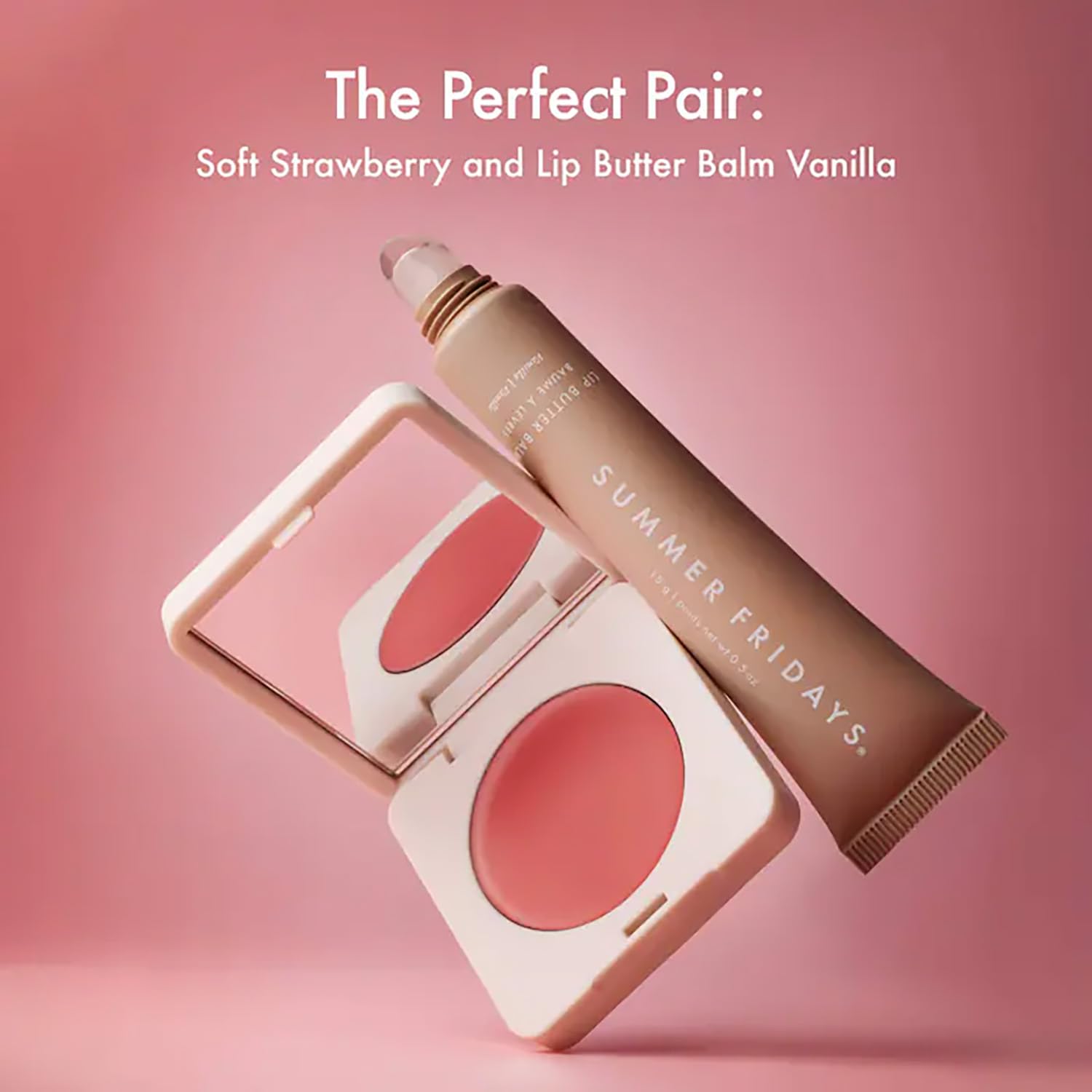 Summer Fridays Blush Butter Balm - Hydrating Cream Blush with Hyaluronic Acid & Ceramides in Soft Strawberry