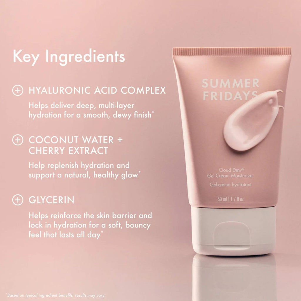 Summer Fridays Cloud Dew Gel Cream Moisturizer — Lightweight Hydration with Hyaluronic Acid, Coconut Water & Ceramides