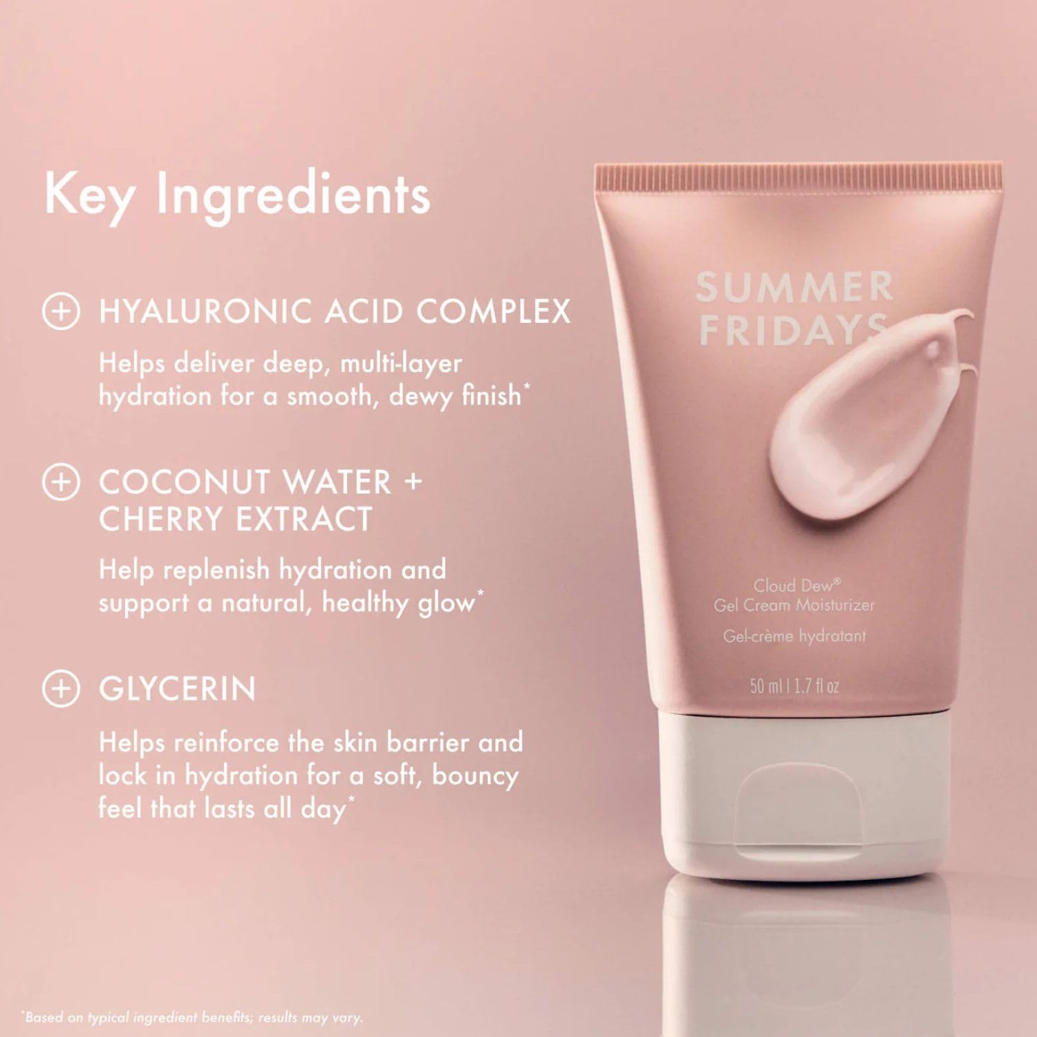 Summer Fridays Cloud Dew Gel Cream Moisturizer — Lightweight Hydration with Hyaluronic Acid, Coconut Water & Ceramides