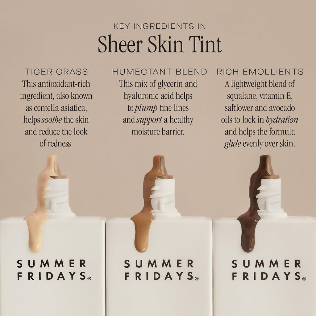 Summer Fridays Sheer Skin Tint with Hyaluronic Acid – Shade 7 (Medium Deep, Golden Neutral)