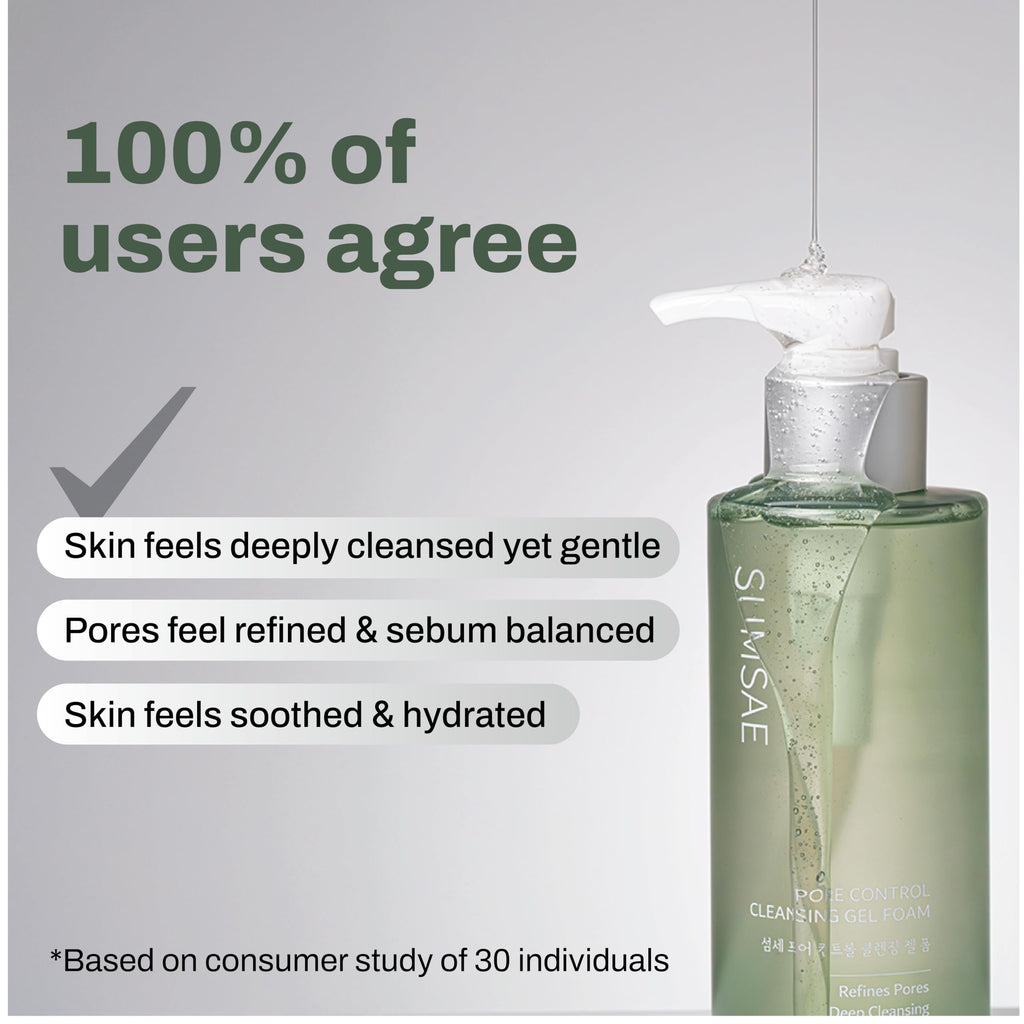 SUMSAE Pore Control Gel-to-Foam Cleanser – Green Tea & Chestnut Shell, Oil Control, 155ml